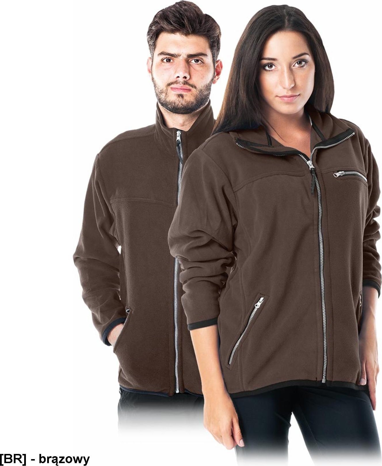 R.E.I.S. POLAR-HONEY - bluza, miły w dotyku krótko strzyżony polar, 100% poliester 290 g/m2, suwak, 3 zasuwane kieszenie - brązowy 3XL