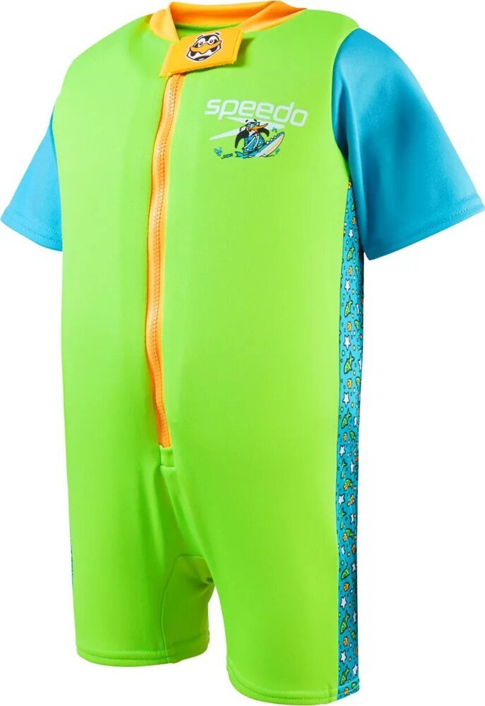 Dziecięcy strój kąpielowy Speedo PRINTED FLOAT SUIT IU chima azure blue/fluro green rozmiar 3-4