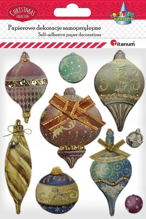 Titanum Naklejki papierowe 3D bombki retro mix 9szt