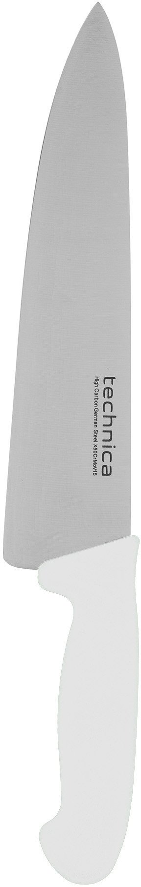 Nóż kucharski HACCP 385 mm, ostrze gładkie, spiczaste 250 mm, biały | TECHNICA, Silver Line