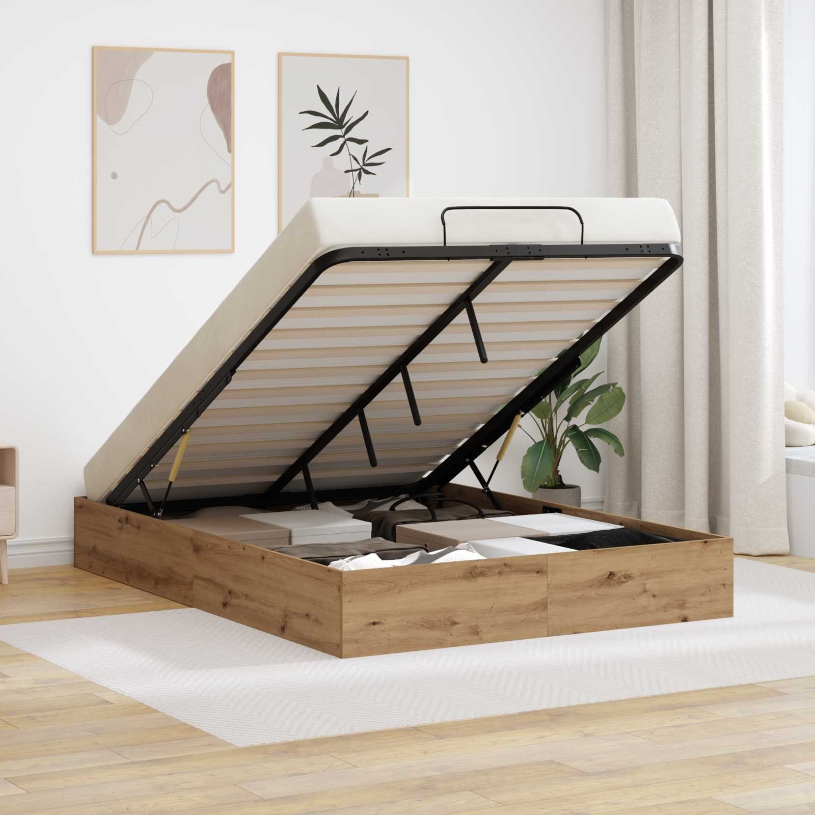 vidaXL Łóżko otomanowe Dąb rzemieślniczy 193 x 120 x 25 cm