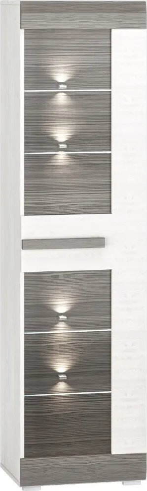 ML Meble Witryna wysoka BIANKA sosna śnieżna/szara ML MEBLE