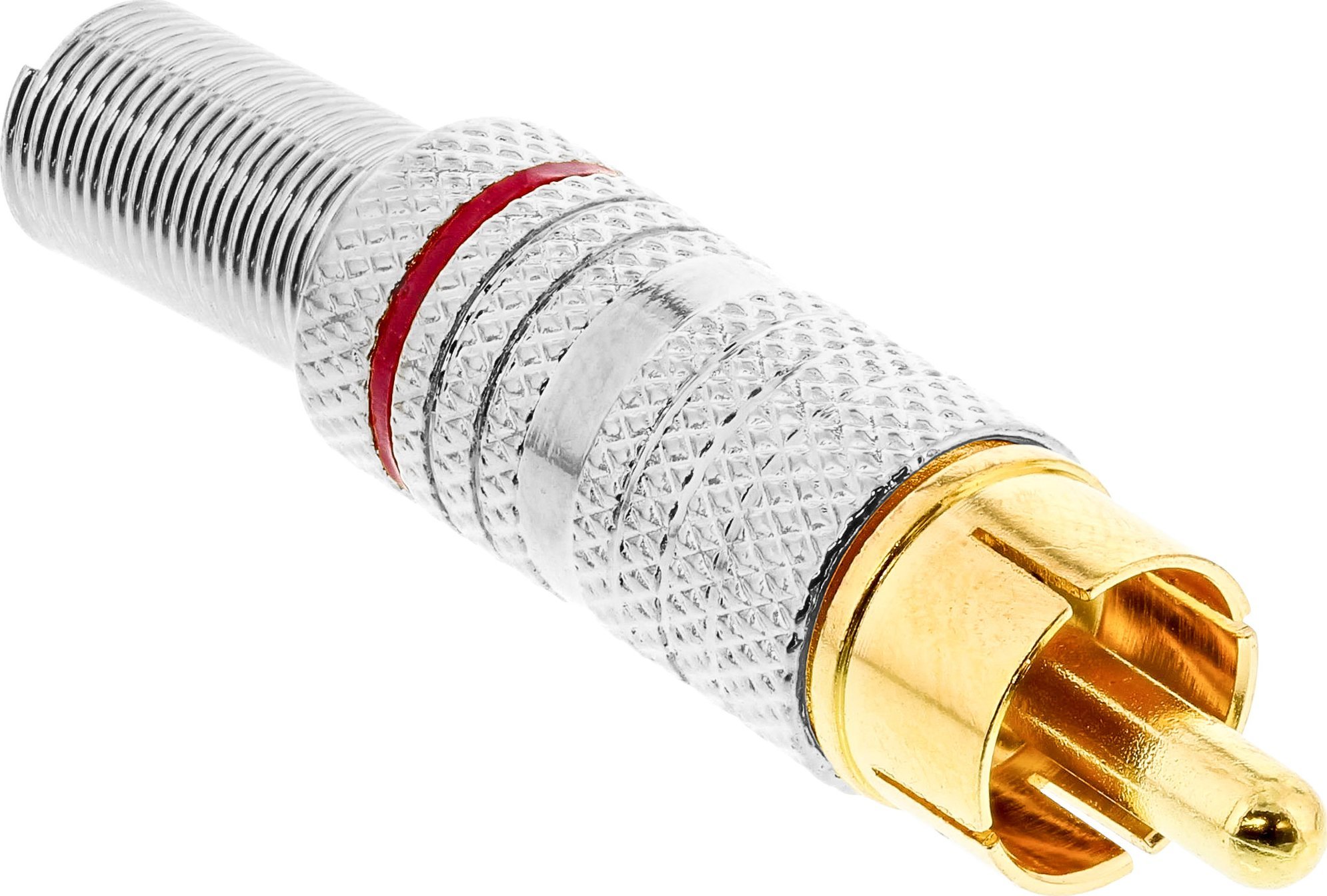 InLine InLine® RCA metal male plug for soldering, silver, red ring, for 6mm cable
