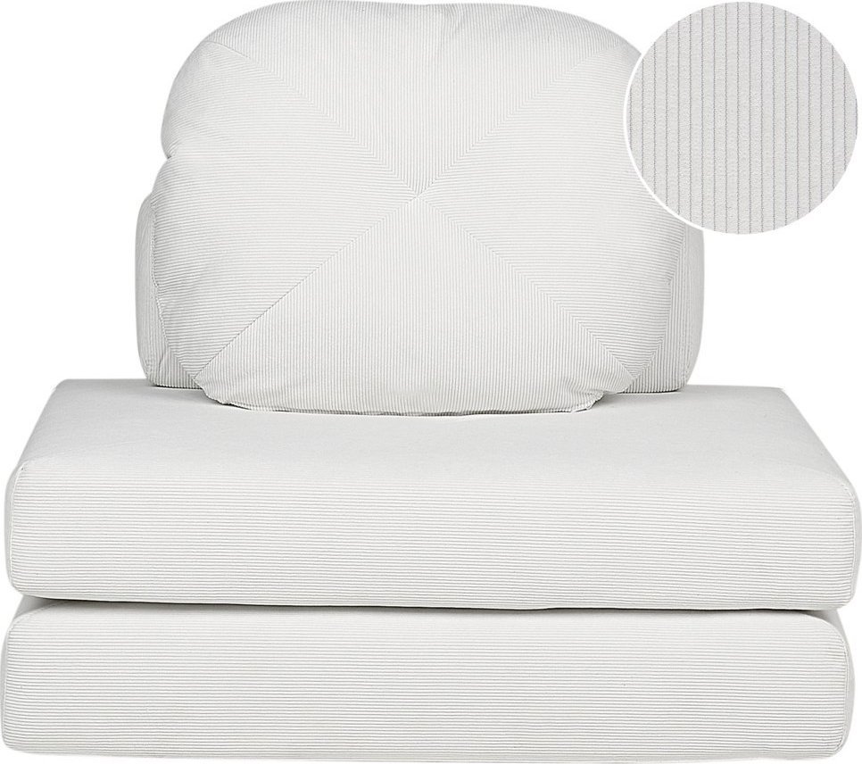 Beliani Sofa rozkładana jednoosobowa sztruksowa biała OLDEN
