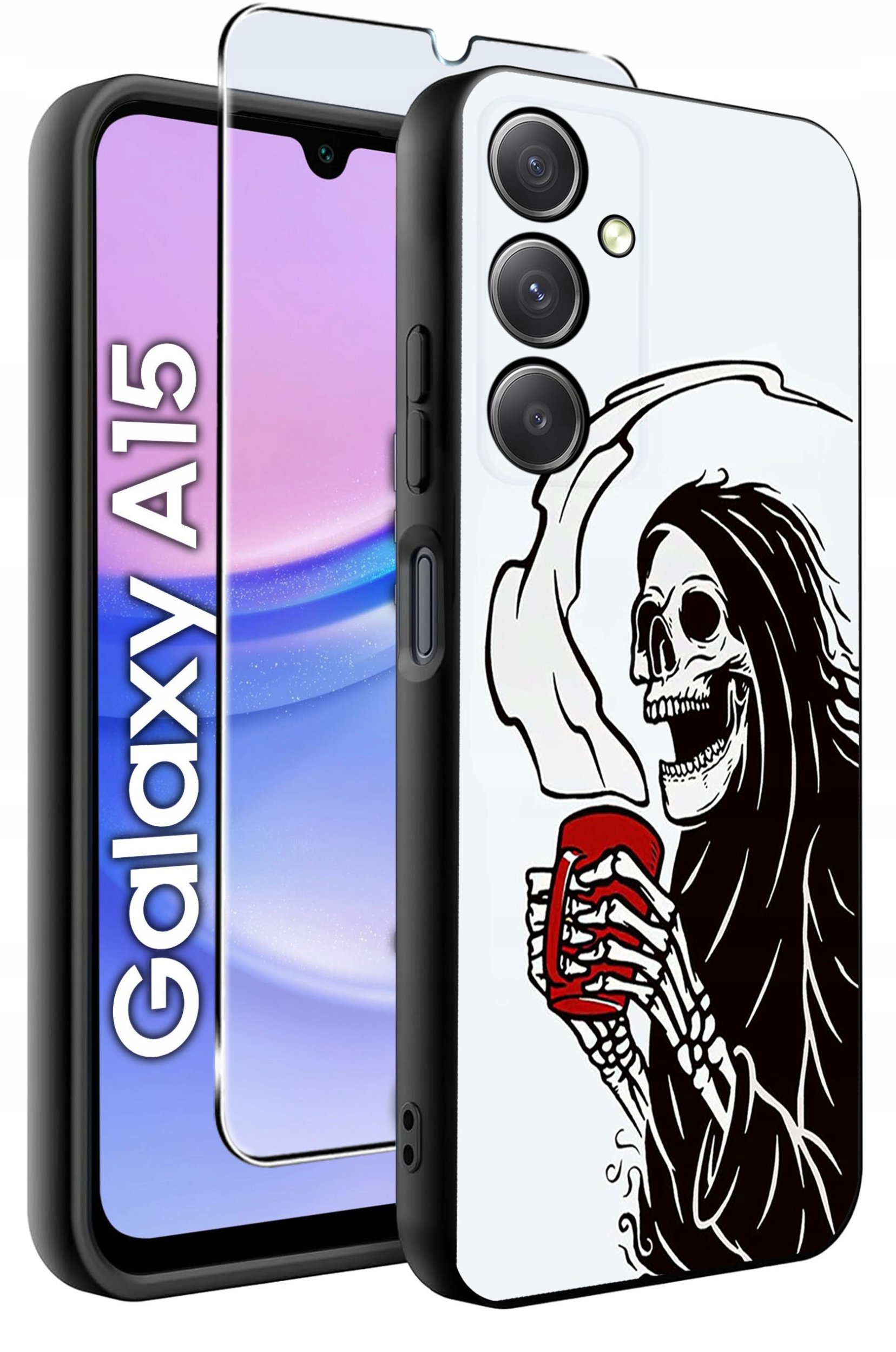 ETUI do Samsung A15 4G | 15 5G WZORY | SILIKONOWE MATT CASE + SZKŁO 9H