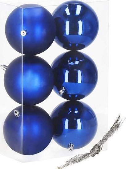 Springos Bombki choinkowe 6 szt. ozdoby świąteczne zestaw 10cm granatowe UNIWERSALNY