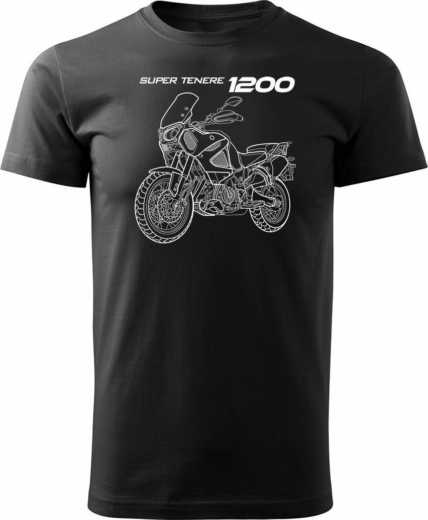 Topslang Koszulka motocyklowa z motocyklem Yamaha Super Tenere 1200 męska czarna REGULAR L