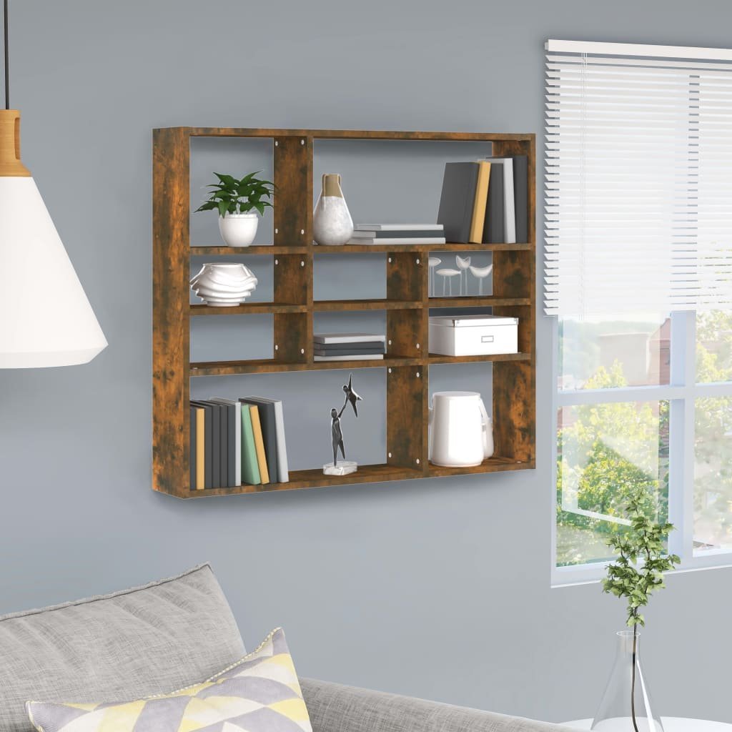 vidaXL Półka ścienna, przydymiony dąb, 90x16x78 cm