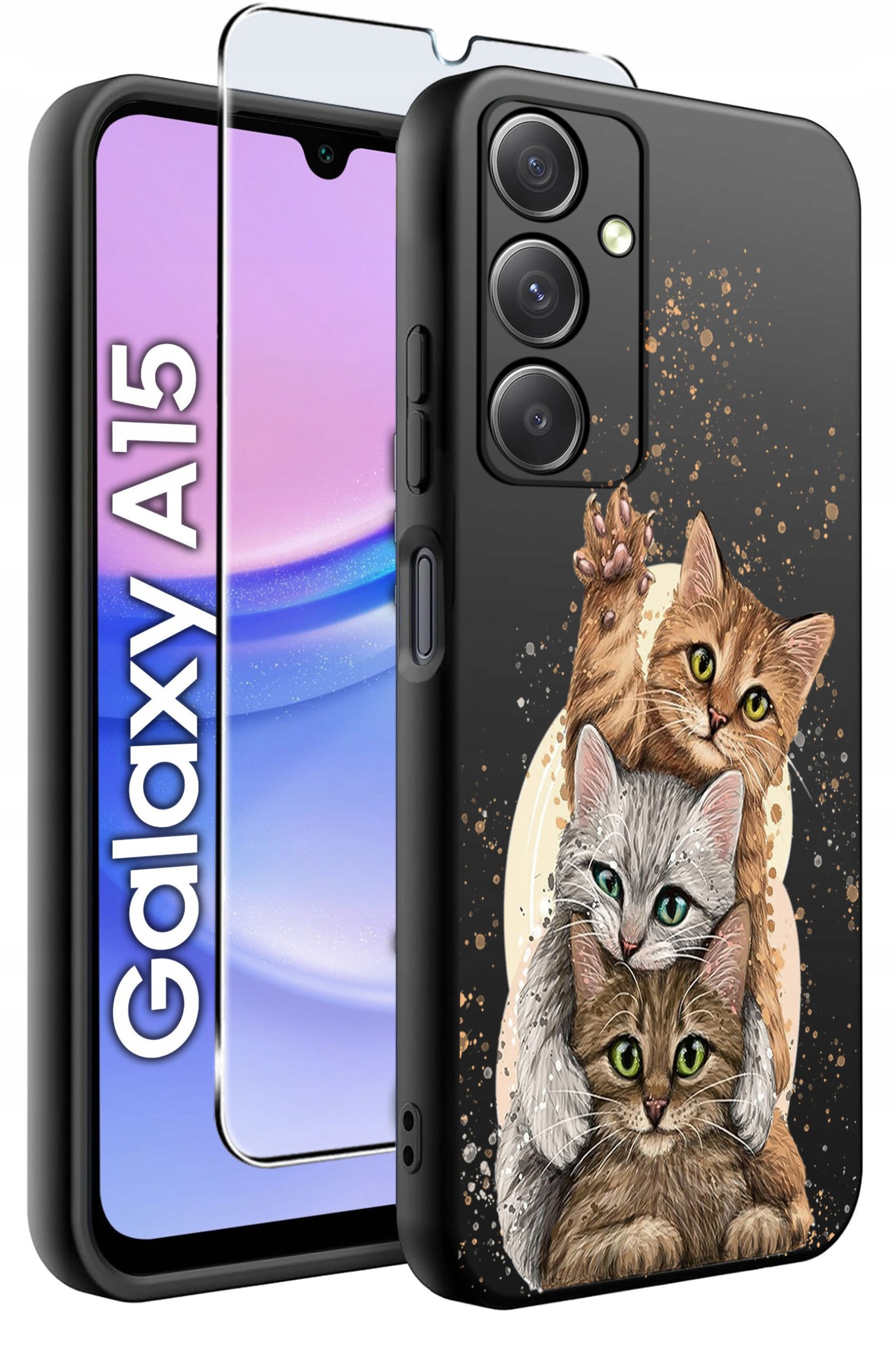 ETUI do Samsung A15 4G | 15 5G WZORY | SILIKONOWE MATT CASE + SZKŁO 9H