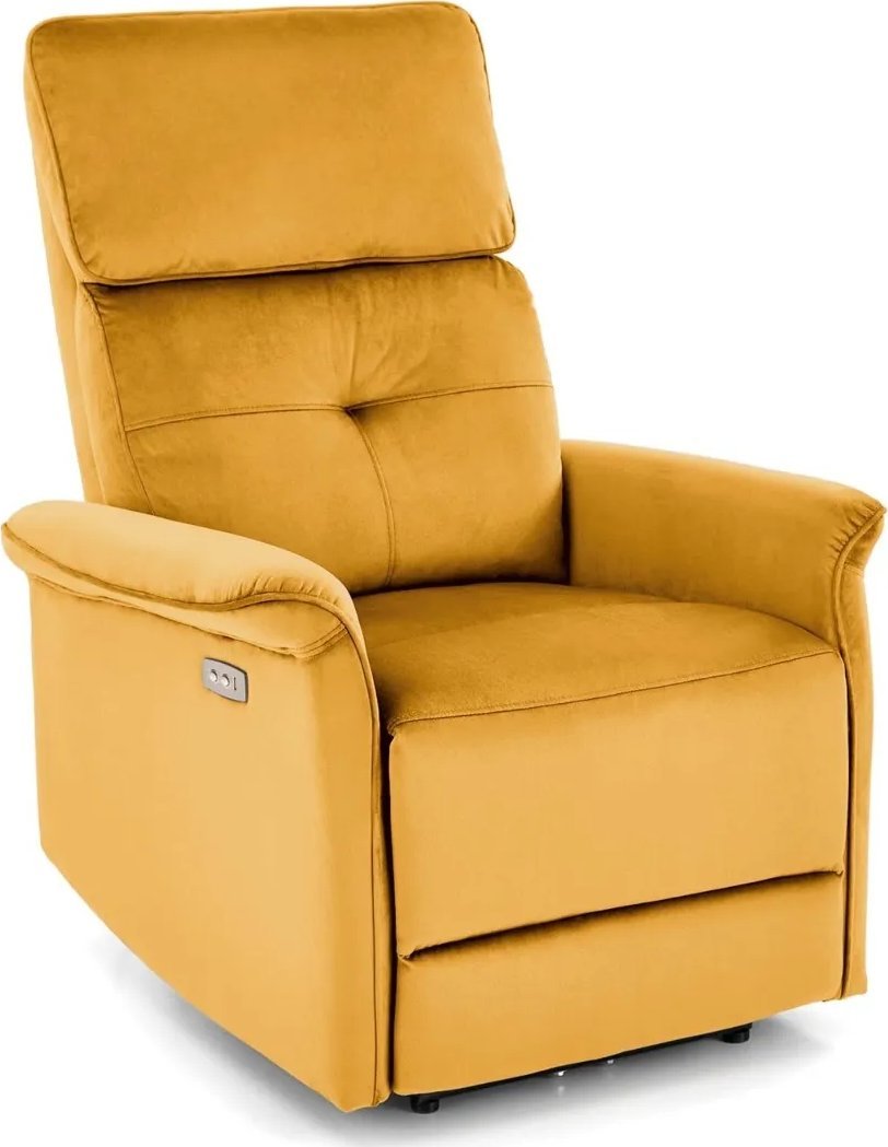 Fotel rozkładany SEMIR VELVET musztardowy HALMAR