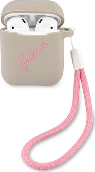 Guess Etui ochronne GUACA2LSVSGP Silicone Vintage do AirPods 1/2 szaro-różowe