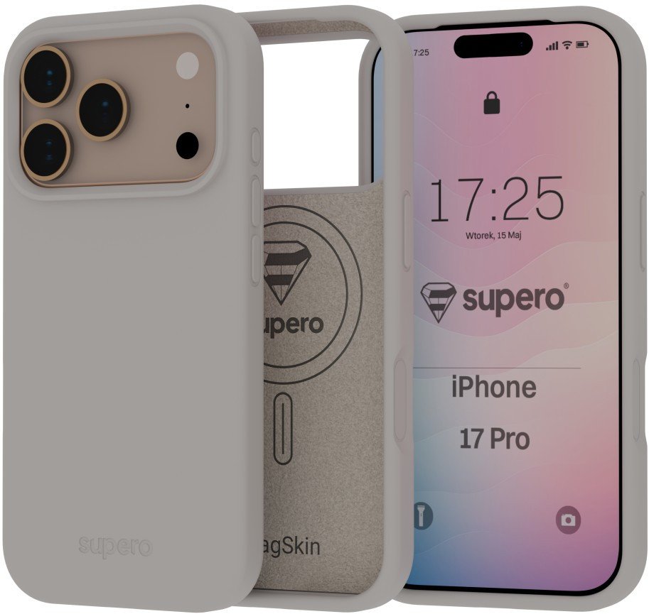 Etui silikonowe Supero MagSkin MagSafe do iPhone 17 Pro, szare