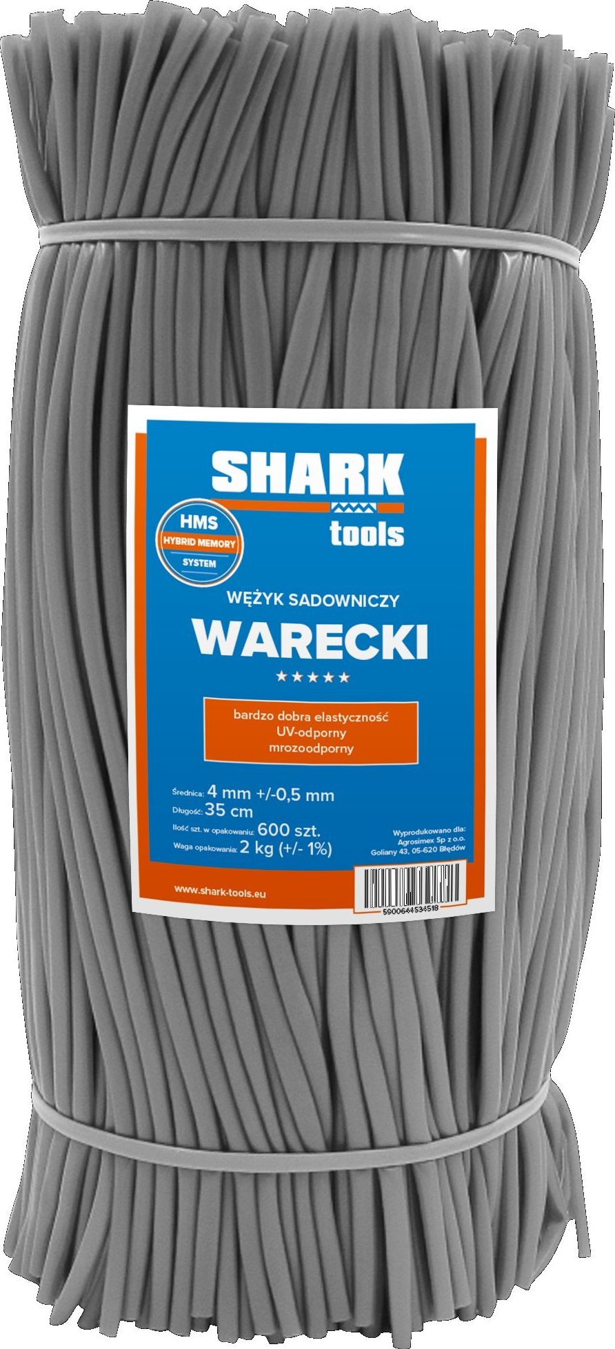 Wężyk sadowniczy cięty Shark 600szt 2kg 35cm 4mm Szary