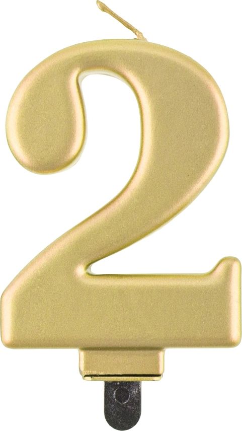 GoDan Świeczka urodzinowa "2" złota 8cm