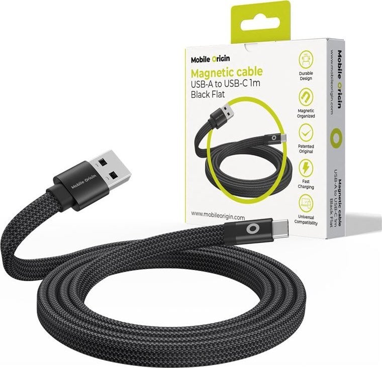 Kabel USB Mobile Origin USB-A - USB-C 1 m Czarny (MCF-USBA-1M-BLK)