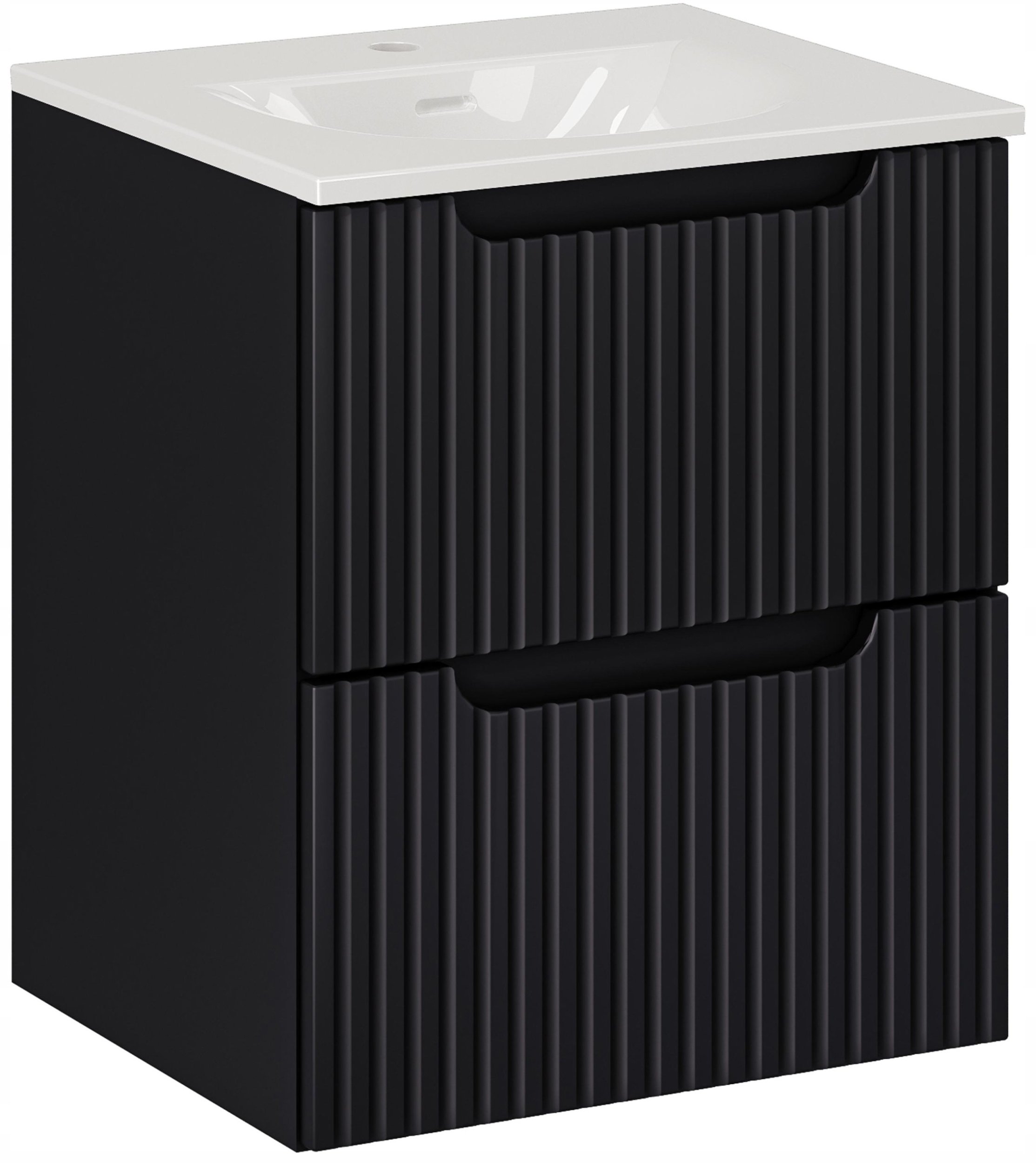 CZARNA szafka łazienkowa z umywalką 50 cm NOVA BLACK 82-50 z szufladami