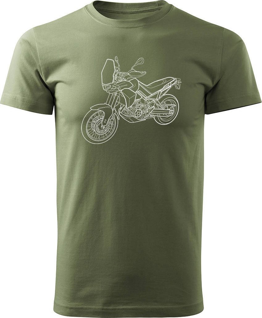 Topslang Koszulka motocyklowa z motocyklem na motor Aprilla Tuareg 660 męska khaki XXL