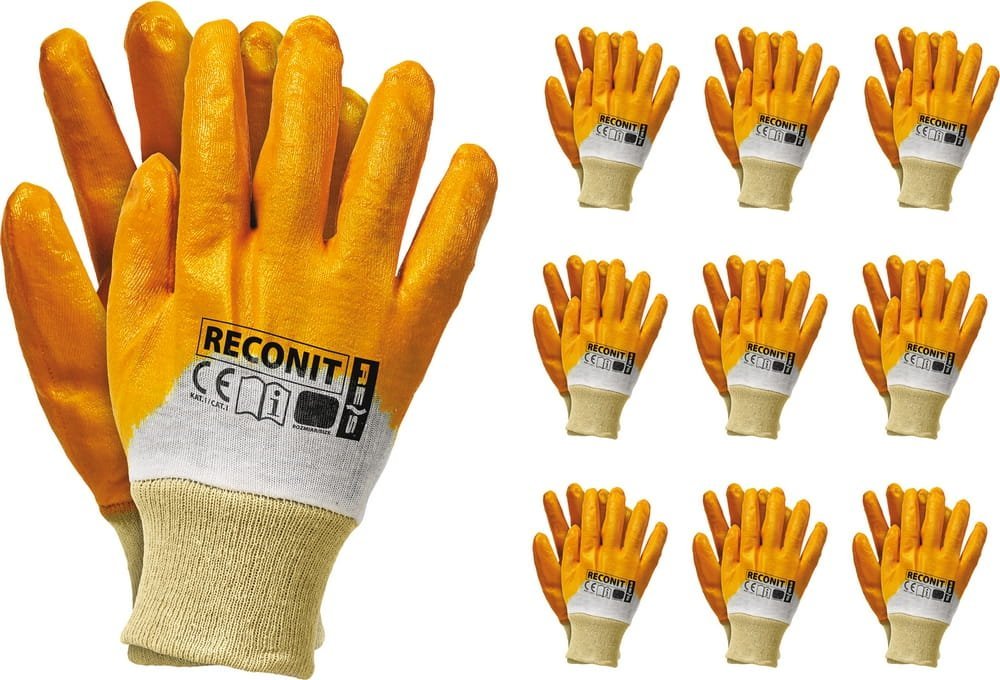 Reis Rękawice robocze / Pomarańczowe / RECONIT - 10 Par (9 - L)