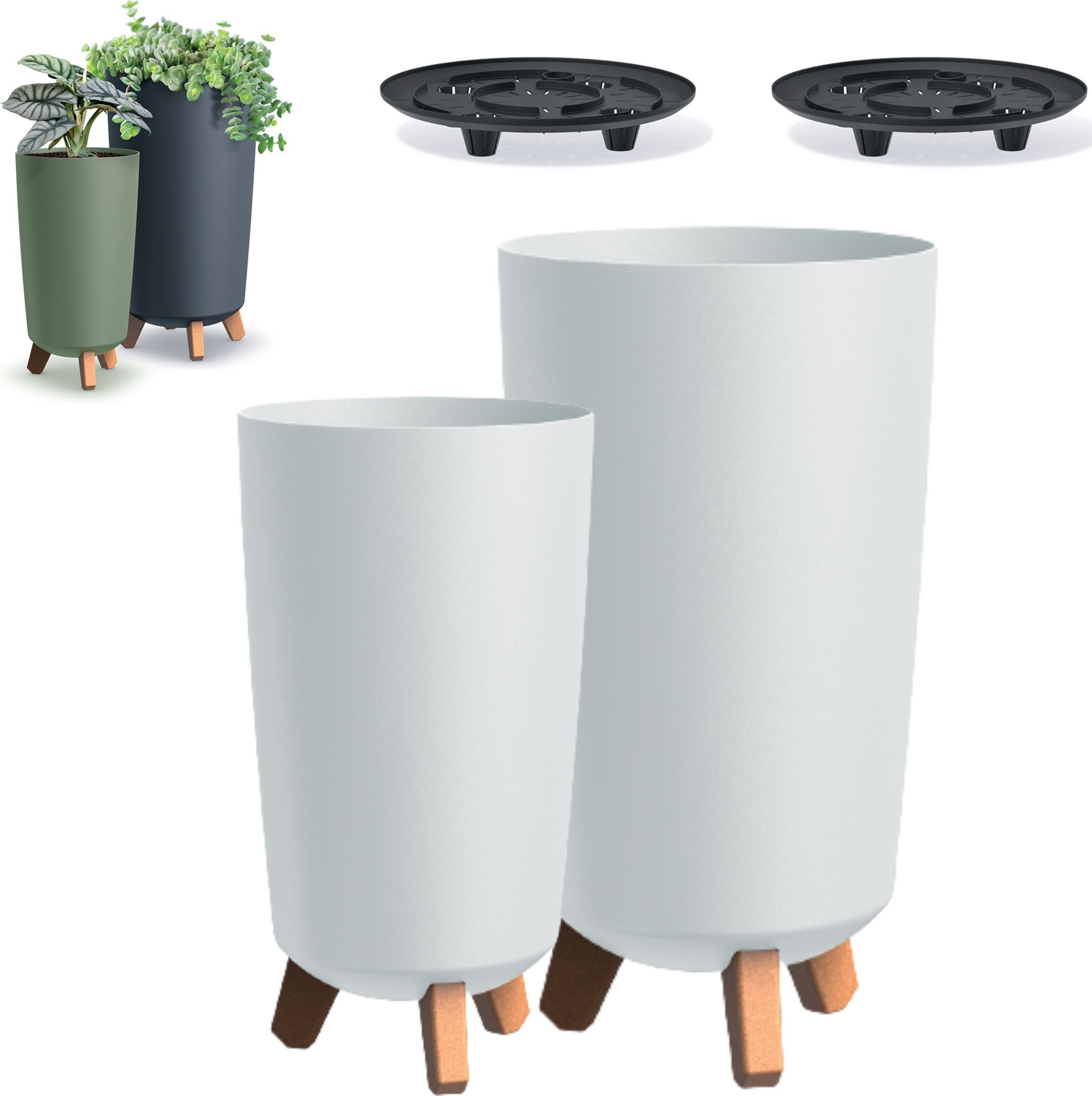 Prosperplast 2x Doniczka okrągła na nóżkach GRACIA DGTL200 + DGTL240