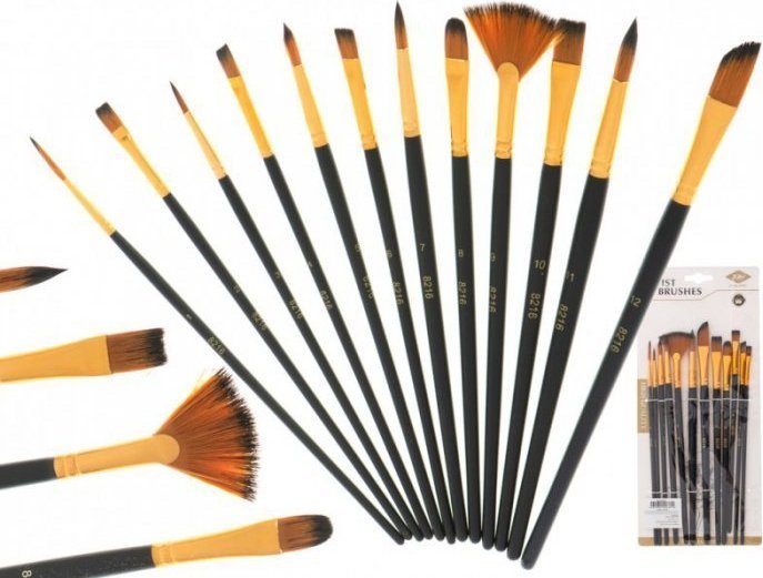 Pędzle malarskie artystyczne zestaw do malowania 12szt czarny