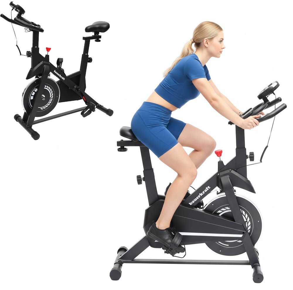 Rower treningowy cardio domowy stacjonarny Bauerkraft koło zamachowe 4kg biały