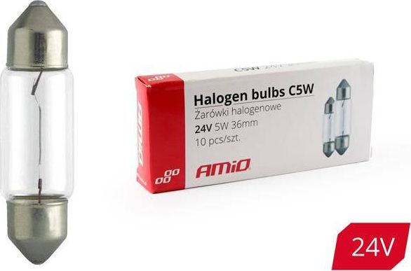 AMiO Żarówki halogenowe C5W Festoon 36mm 24V 10szt.