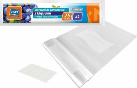 Ravi Woreczki do zamraż. z klips. 3L 25szt.27x30cm
