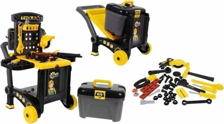 Wózek narzędziowy Warsztat Stolarski + Narzędzia 3w1 Skrzynka, Wózek, Stolik