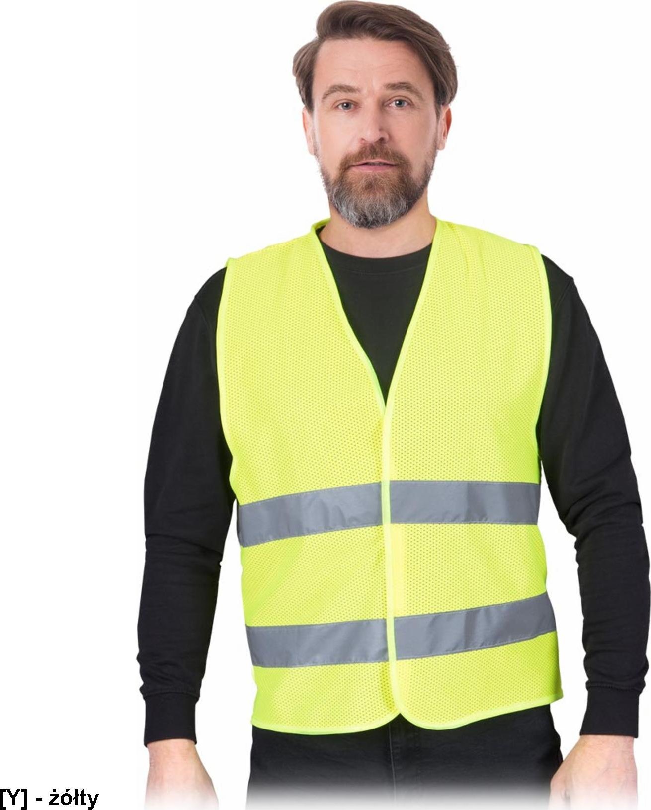 R.E.I.S. KOS-MESH - Kamizelka ostrzegawcza przewiewna z siateczki z pasami odblaskowymi, dzianina 100% poliester gramatura 120 g/m2 XL