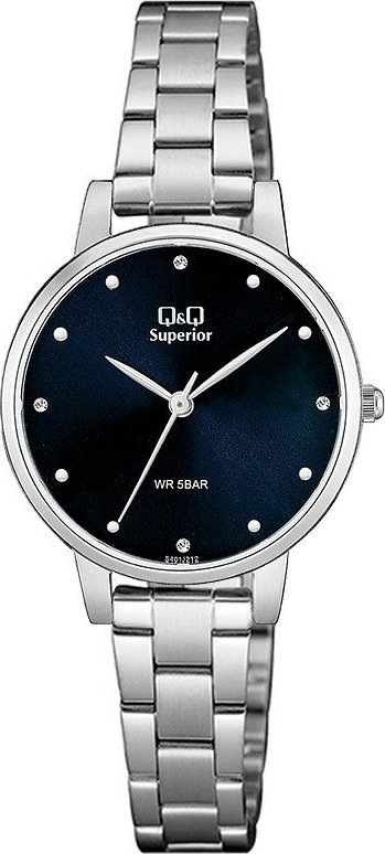 Zegarek QQ Zegarek damski QQ S401-212 CYRKONIE srebrny