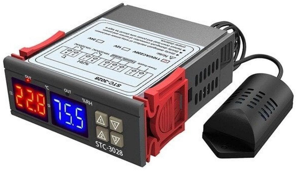 Termostatas STC-3028 - 230VAC drėgmės ir temperatūros reguliatorius