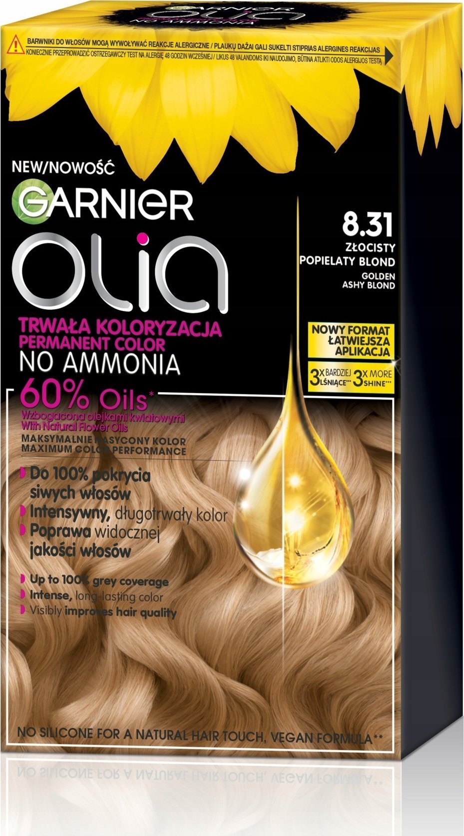 Alkotest GARNIER_Olia farba do włosów 8.31 Golden Ashy Blonde
