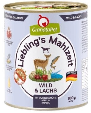GranataPet Lieblings Mahlzeit dziczyzna i łosoś mokra karma dla psa 800g