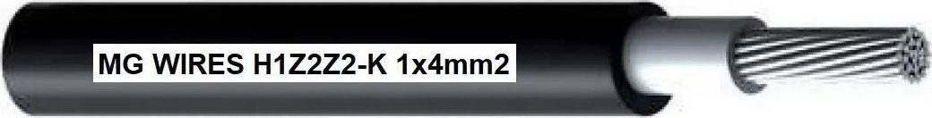 MG Przewód fotowoltaiczny // MG Wires // 1x4mm2, 0,6/1kV czarny H1Z2Z2-K-4mm2 BK, szpula 500m