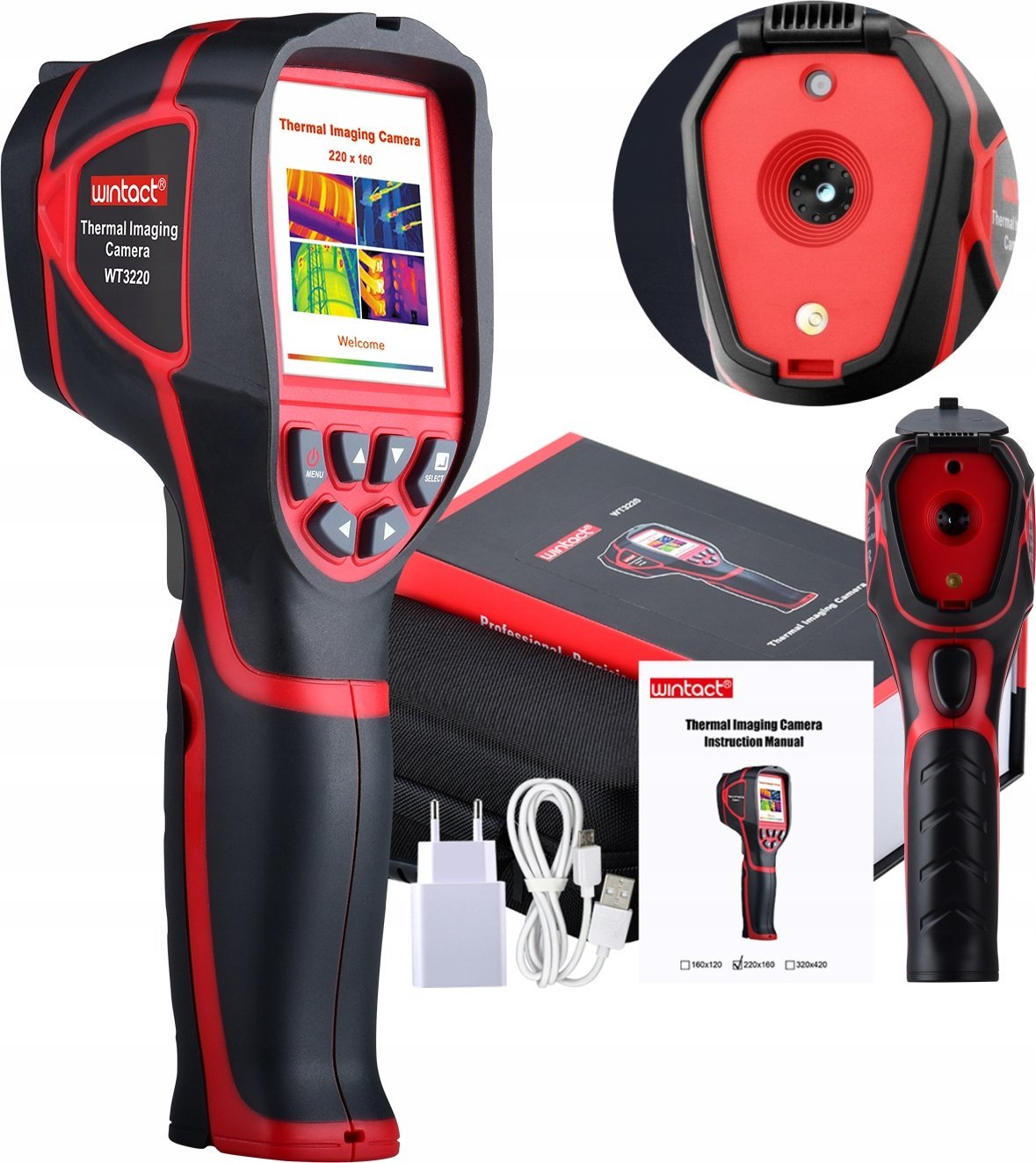 KAMERA TERMOWIZYJNA 220x160 TERMODETEKTOR 3GB USB