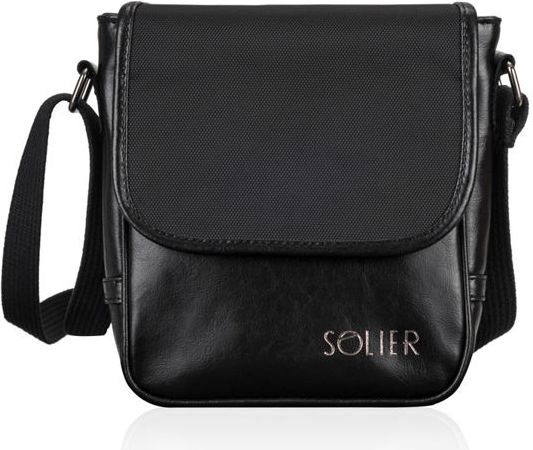 Solier Torba skórzana listonoszka czarna