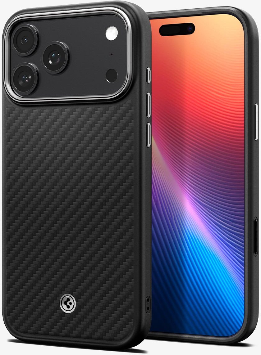 Etui Spigen Enzo Aramid "T" MagSafe na iPhone 17 Pro Max - czarno-srebrne