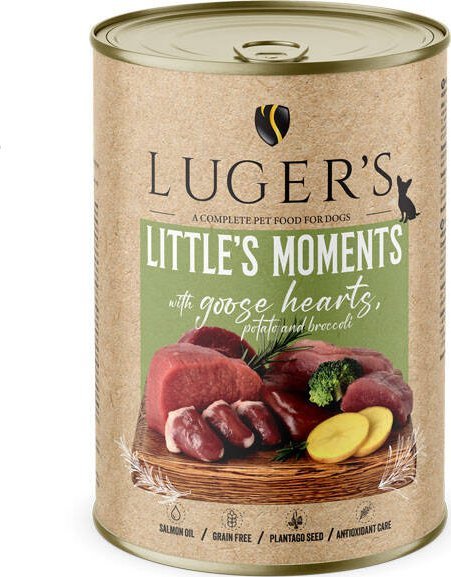 Karma mokra dla psów małych ras Luger's Little's Moments z sercami z gęsi, ziemniakiem i brokułem 400 g