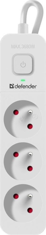 Listwa zasilająca Defender Listwa zasilająca Defender SFS 131 1,5 m, 3 gniazda, biała