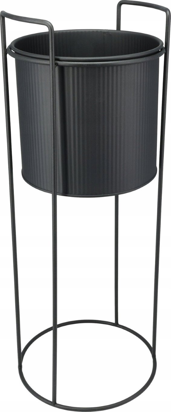 Doniczka na stojaku metalowa duża 18,7x50,8 cm czarna matowa