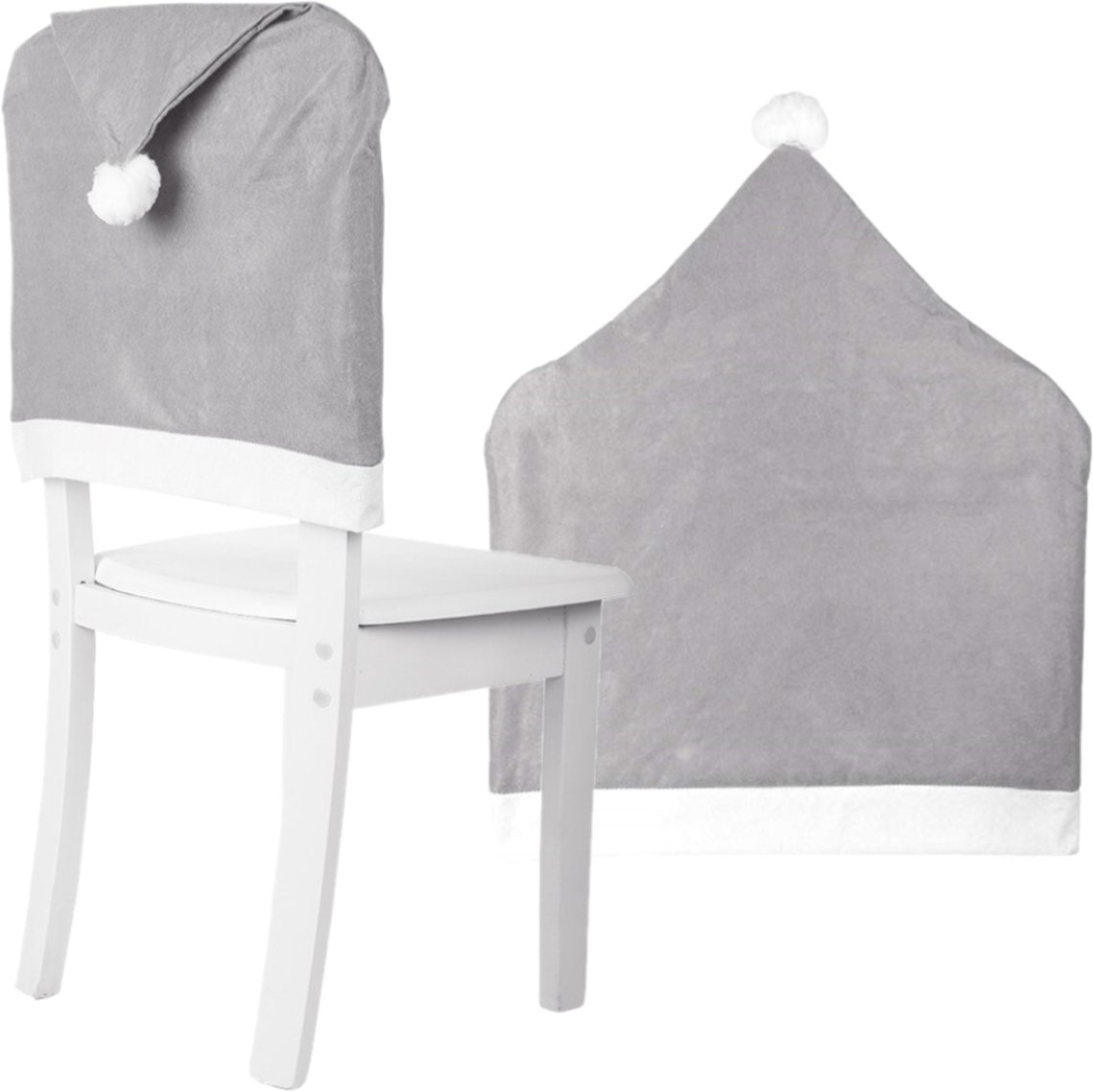 XX10 POKROWCE NA KRZESŁO CZAPKA świętego MIKOŁAJA ŚWIĘTA OZDOBA OPARCIA KRZESŁA SZARY