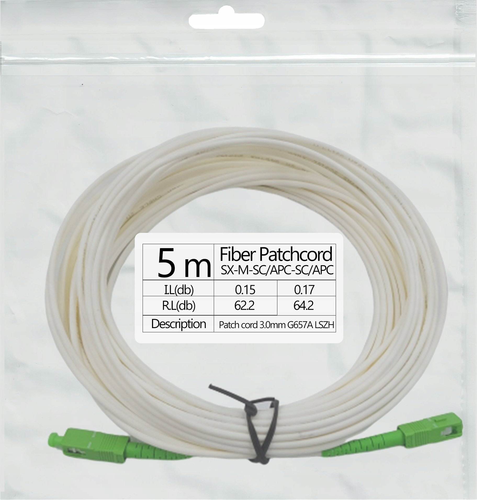 Patchcord światłowód kabel SC/APC-SC/APC 5m simple