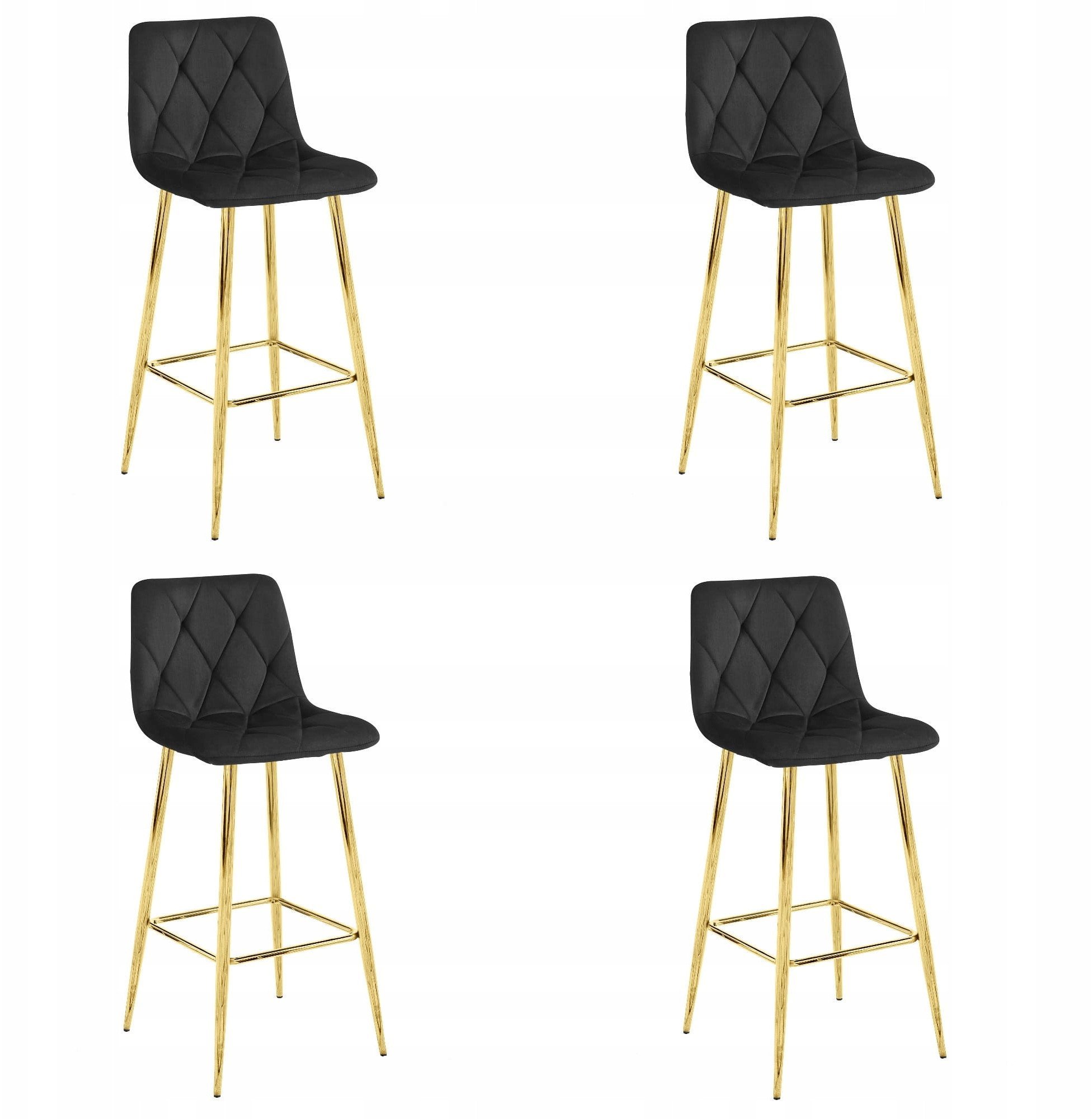 Hoker NADO - aksamit czarny / nogi ZŁOTE x 4