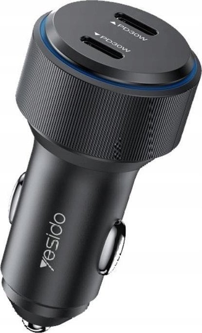 Ładowarka Yesido Ład. sam. Y48 PD 60W 2xUSB-C BLACK / CZARNY