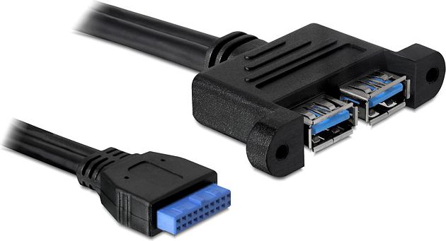 Delock USB zew. - USB wew., 0.45m, Czarny (82941)