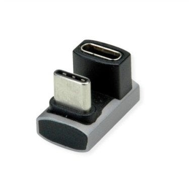 Adapter ROLINE, USB4 Gen 3x2, aluminium, 360°, typ C, M/F, srebrny