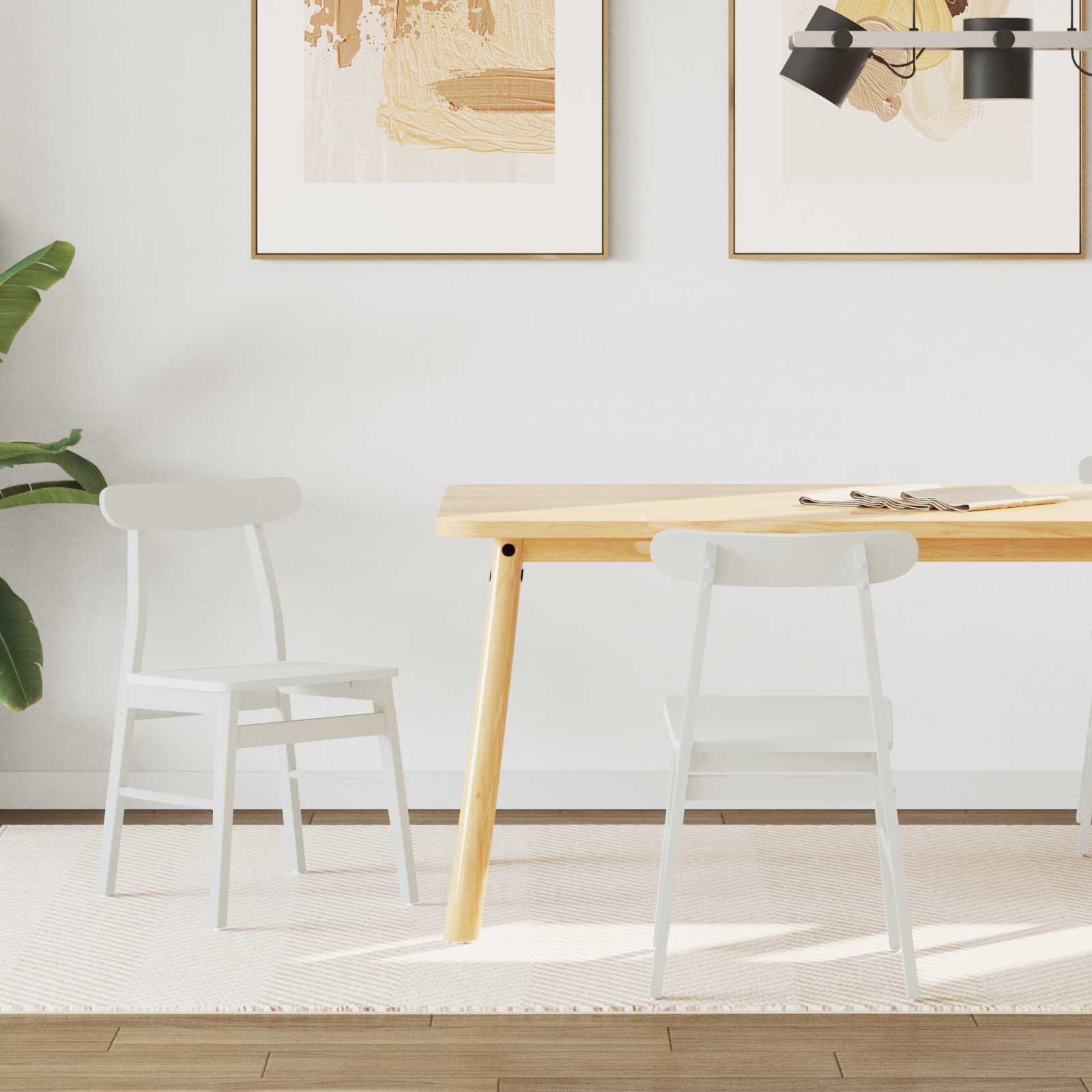 vidaXL Krzesło jadalniane 2 pcs Białe krzesło z drewna gumowego