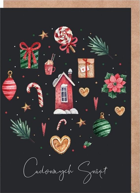 Cardie Kartka Boże Narodzenie Bombka, eko koperta K130