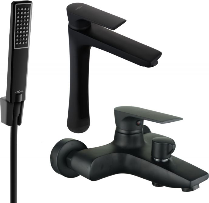 Mexen Mexen Axel R72 zestaw wannowy, czarny - 73813R72-70