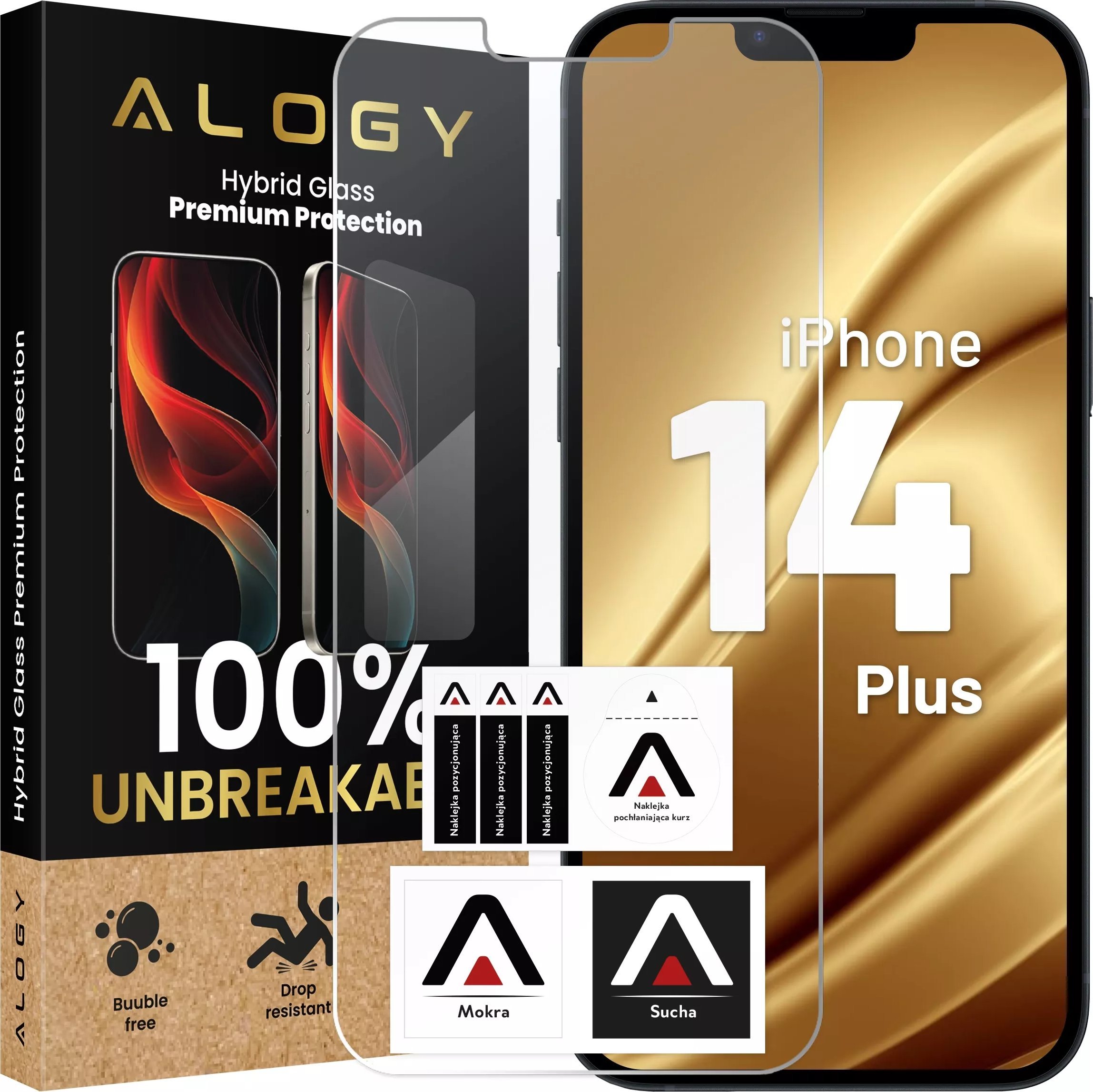 Alogy Szkło "NIETŁUKĄCE" do etui iPhone 14 Plus hybrydowe ochronne folia na ekran Alogy Flexi Glass 9H Case Friendly płaskie na ekran